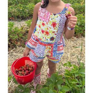 Vince Camuto Linen Blend Multicolored Patch Work Matching Set Size 4 Girls